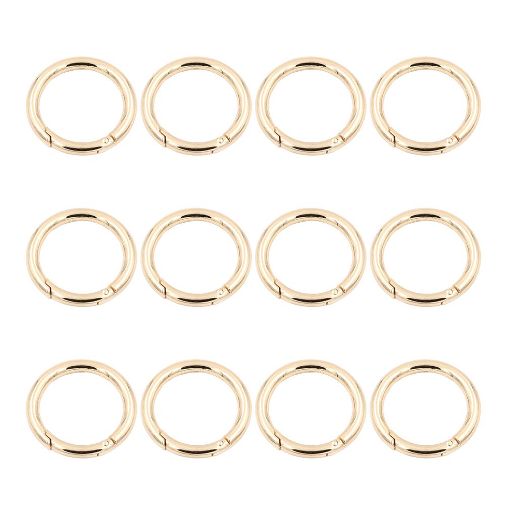 Aoory Gold 12 Pcs Spring Gate O Ring Round Carabiner Snap Clip Trigger Spring Keyring Buckle
