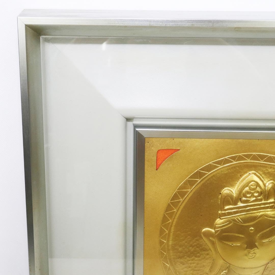 人間国宝 金森映井智「聖童子」 彫金パネル レリーフ 額寸 35.5cmx35.5cm