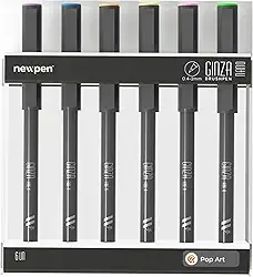 Ginza Nano - brush Pen, Pop Art, 6 Unidades, Newpen, Multicor, 17.273