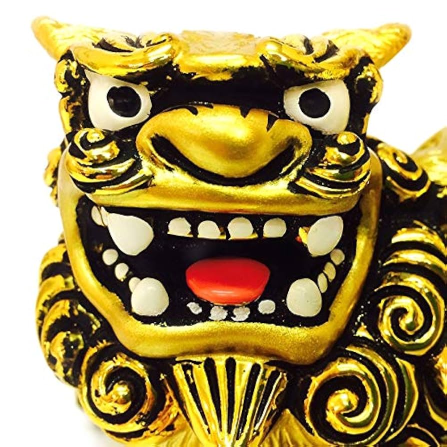 Amazon.co.jp: 沖縄土産 シーサー 置物 ミニ 玄関 黄金獅子