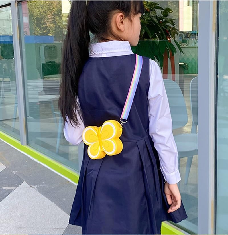 Donut purse handbag coin purse silicone bag designed for small fashionables (Yellow Butterfly)4