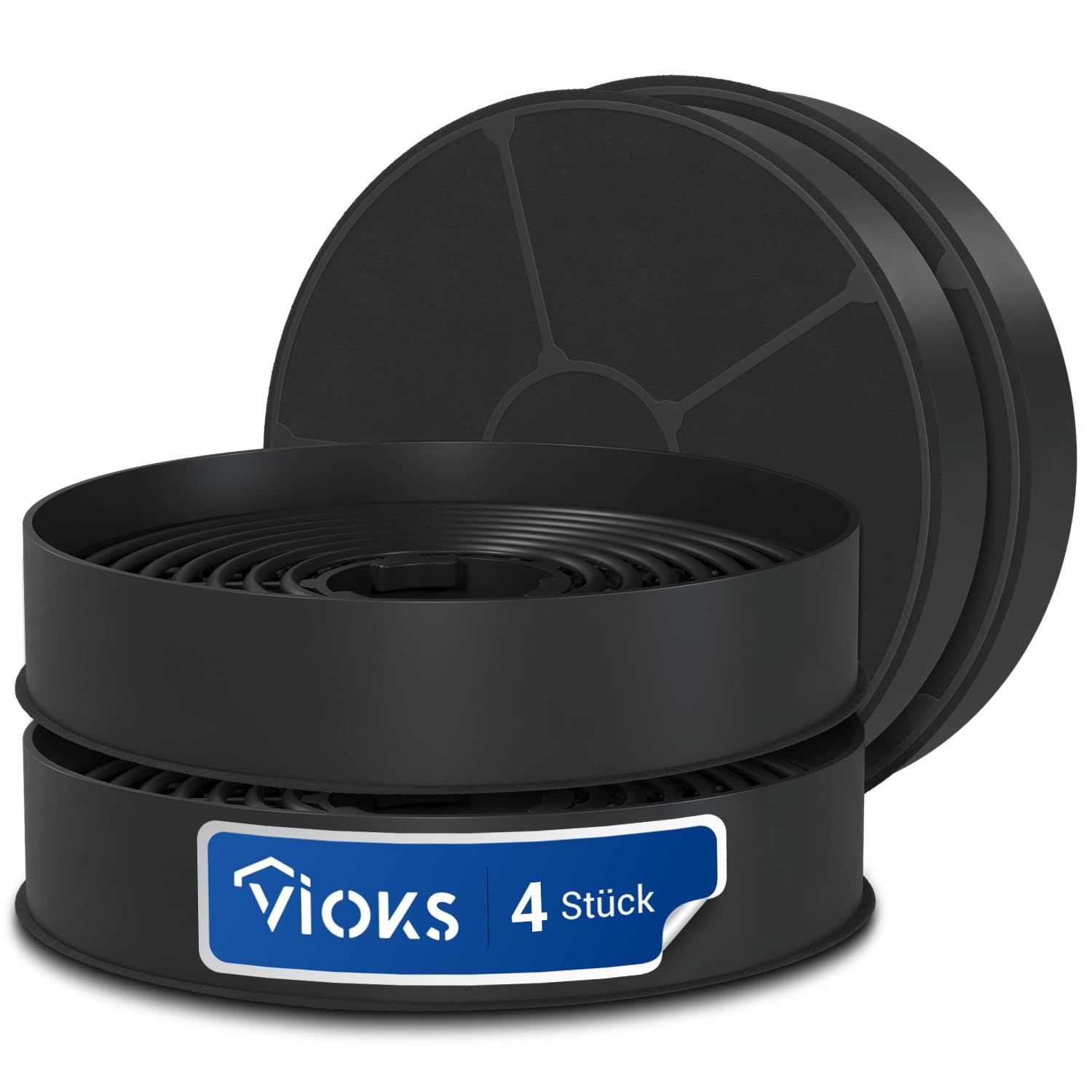 VIOKS Set di 4 filtri a carbone, cappa aspirante, diametro 105 mm, ricambio per filtro ai carboni attivi Respekta, MIZ0058, filtro a carbone per cappe aspiranti Respekta Candy