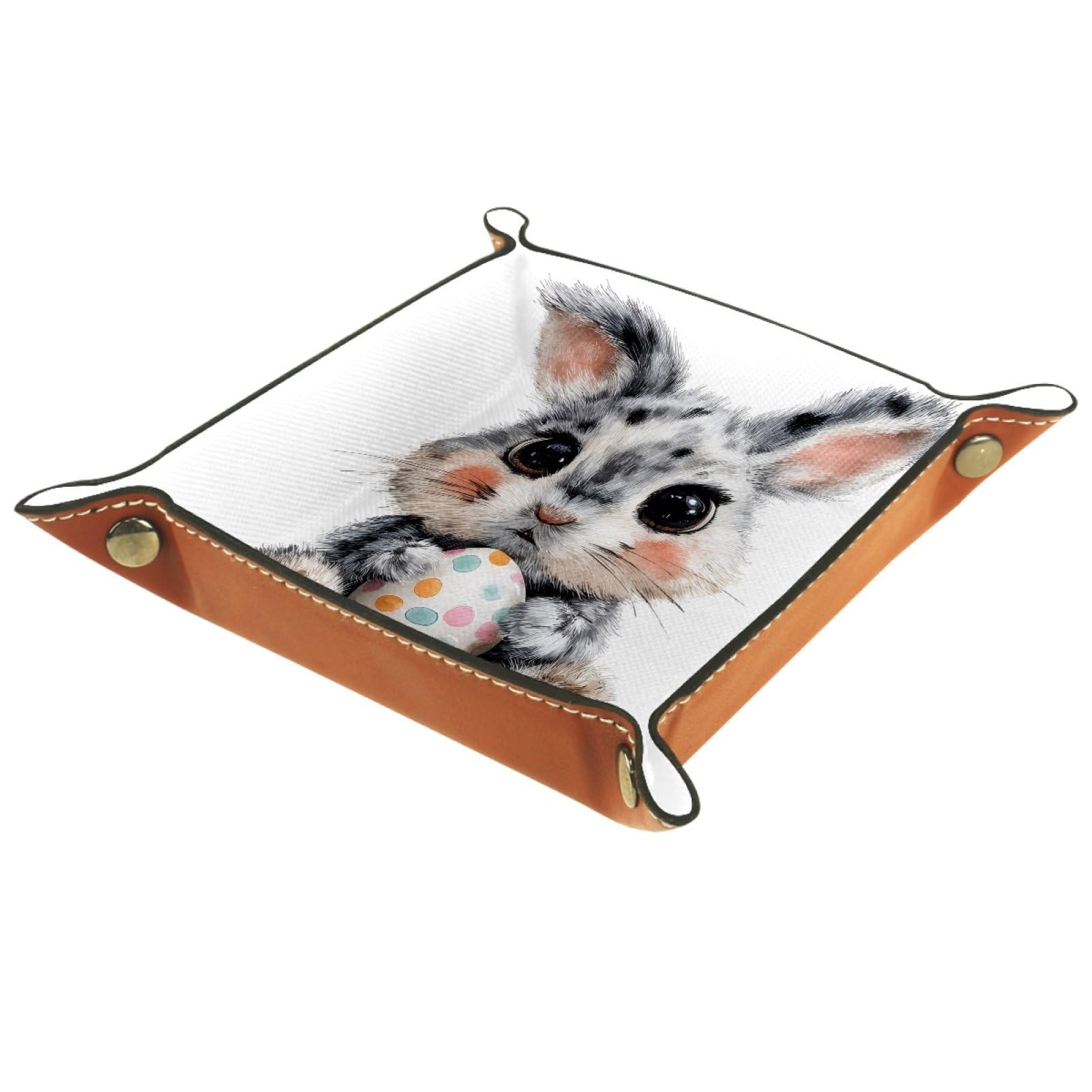 VAPOKF Cute Easter Bunnies Dice Tray, Folding Microfiber Leather Dice Holder for Dungeons and Dragons RPG Dice Gaming D&D and Other Table Games
