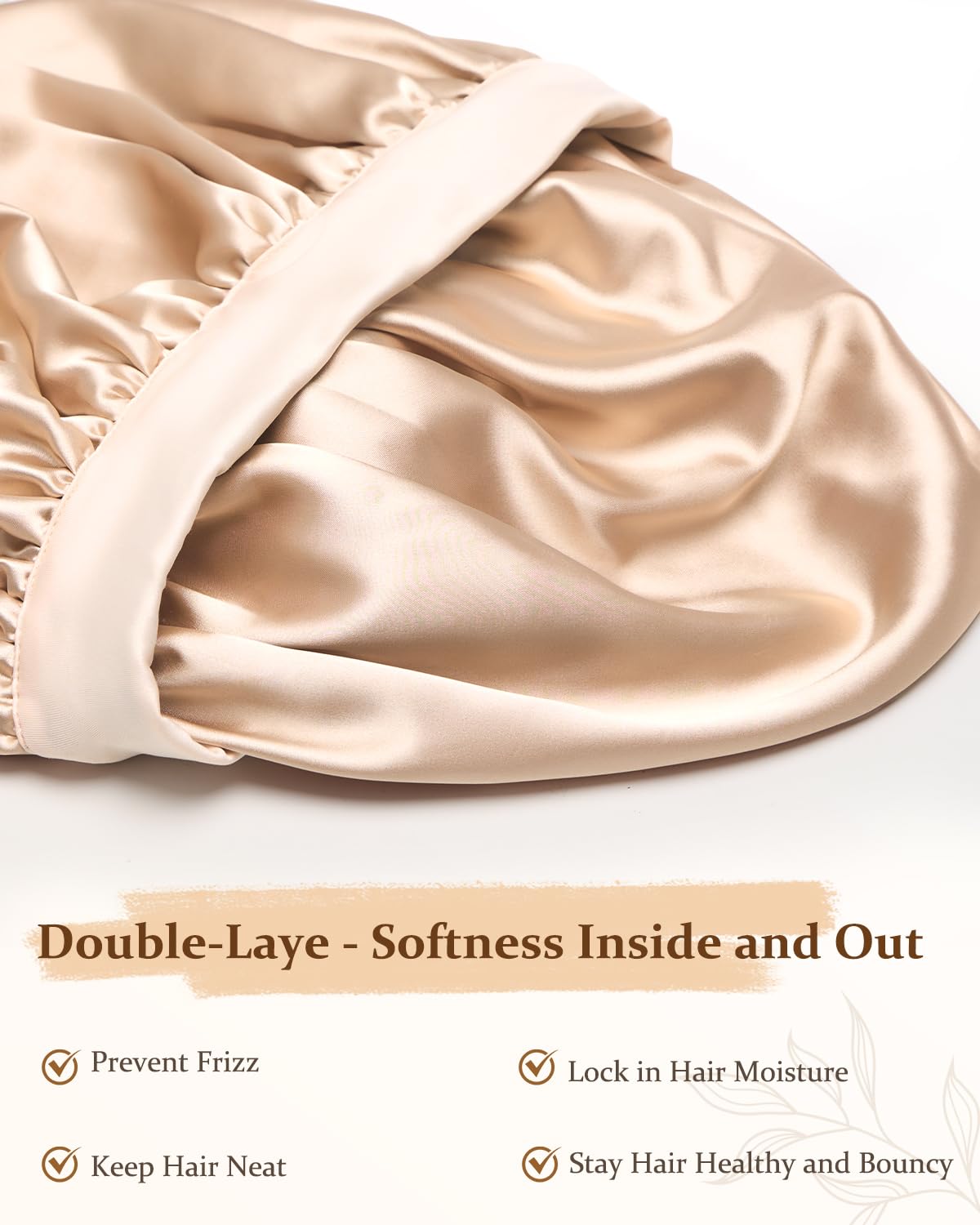 mikimini Satin Bonnet for Sleeping, Double Layer Silky Bonnet - Image 3