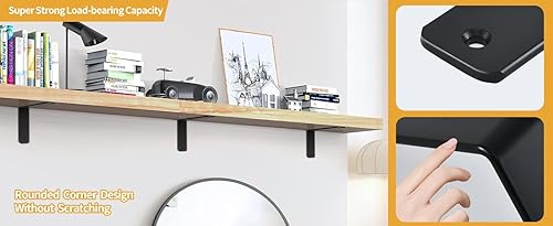 Miniatura 7 de Paquete de 12 soportes de hierro en L, negro, 12 pulgadas de largo x 8 pulgadas de alto x 1.5 pulgadas de ancho, 1364 pulgadas de grosor, para