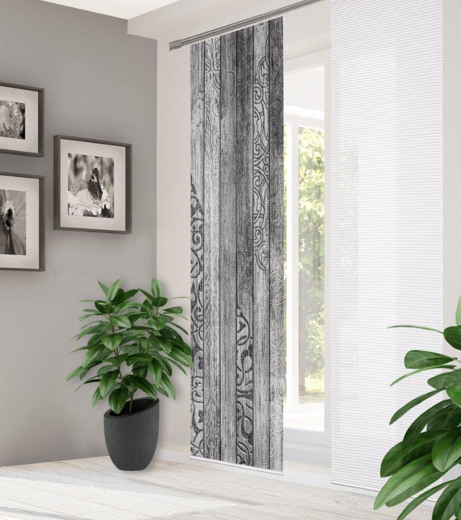 84048 - Tenda a pannello in legno in poliestere riciclato, effetto bambù, 245 x 60 cm, colore: grigio, dimensioni: 245 x 60 cm, numero: 1