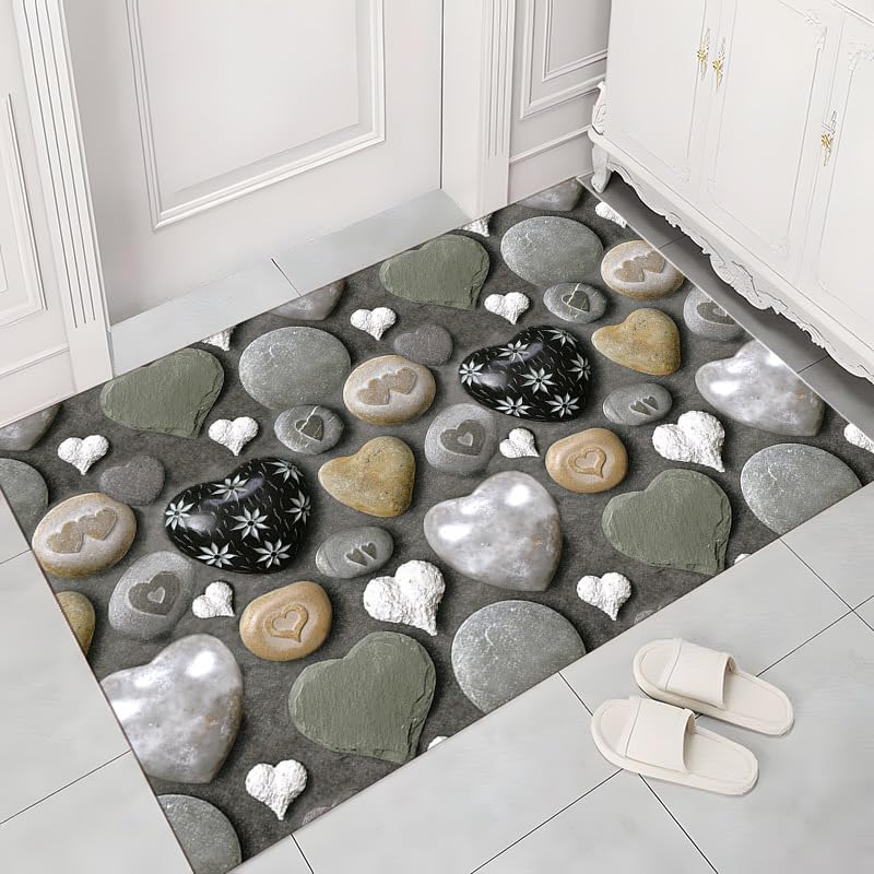 Tapis d'entrée antidérapant lavable gris pour éliminer la boue dans le couloir et la cuisine