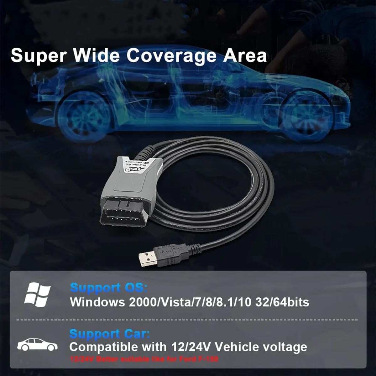 Escáner USB OBD2 compatible con Ford Mazda OBDII Scan MS-CAN/HS-CAN, herramientas de diagnóstico, escáneres automotrices