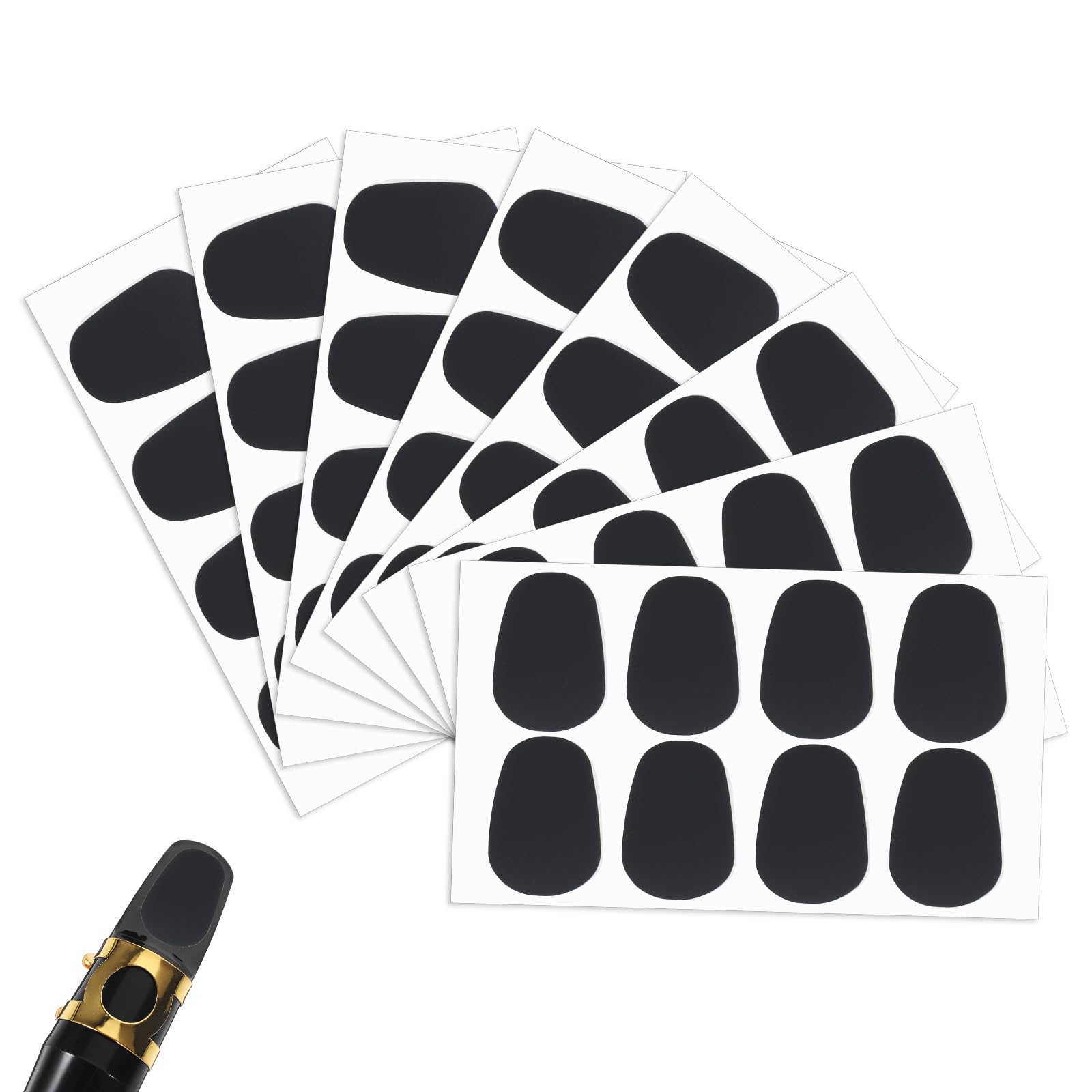 64 Stück Mundstückkissen 0,8 mm Verdickung Bissgummi Klarinette Ovale Gummi Mundstück Patches Pads für Alt Tenor Saxophon Klarinette Mundstück Kissen, Schwarz