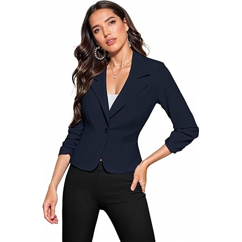 Hybrid & Company Women's Lightweight Casual Work Office Stretch Ponte Cardigan Blazer Jacket Made in USA