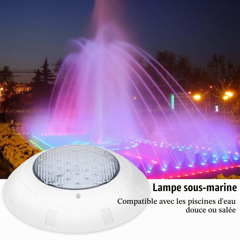 Dioche Lampe sous-marine LED étanche IP68 RVB à intensité variable avec câbles et télécommandes, lumières LED de 18 W avec 7 couleurs, pour fontaine, étang, piscine
