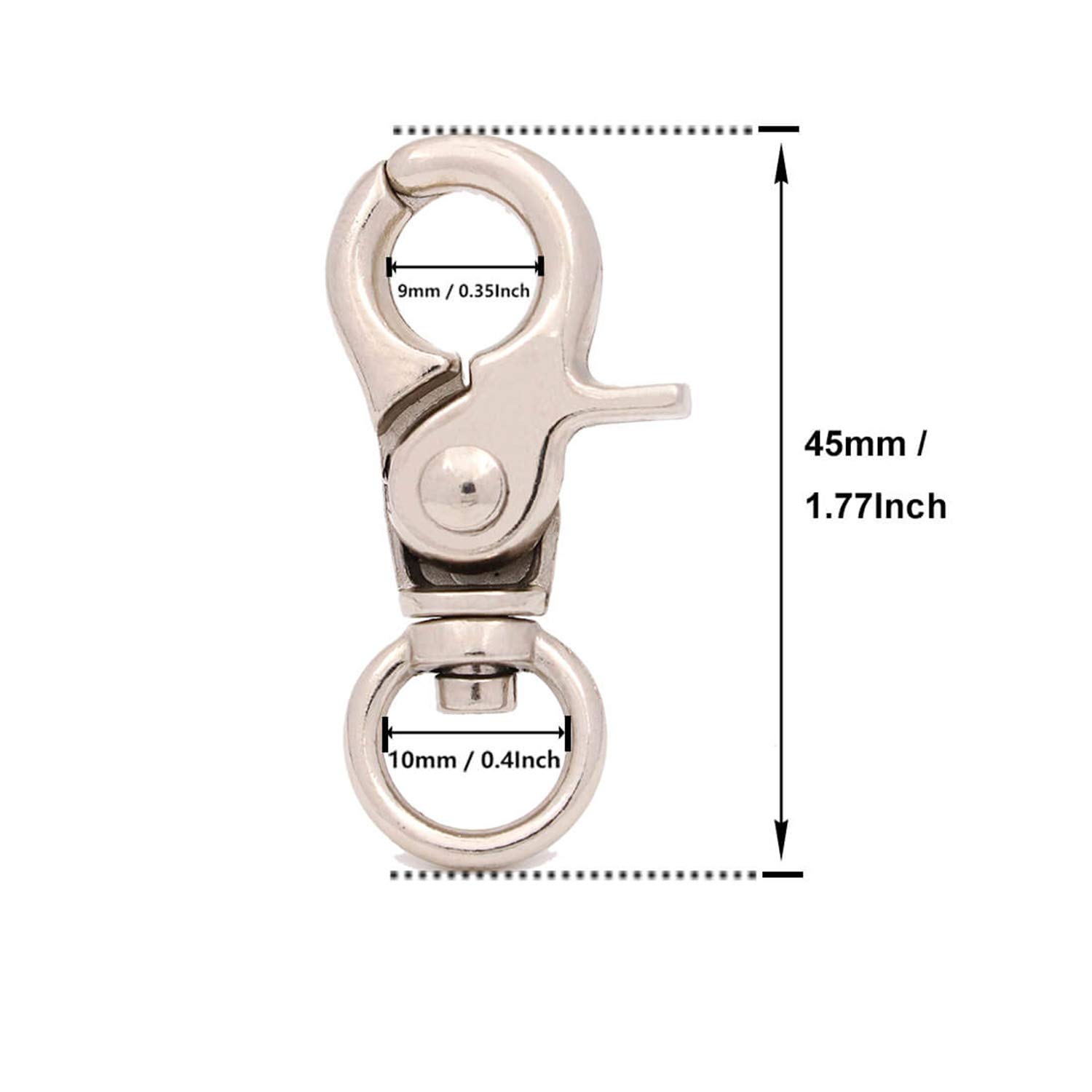 Ganci Girevoli A Moschettone - 10 Pezzi In Metallo | Diametro 2 Cm - Foto 3