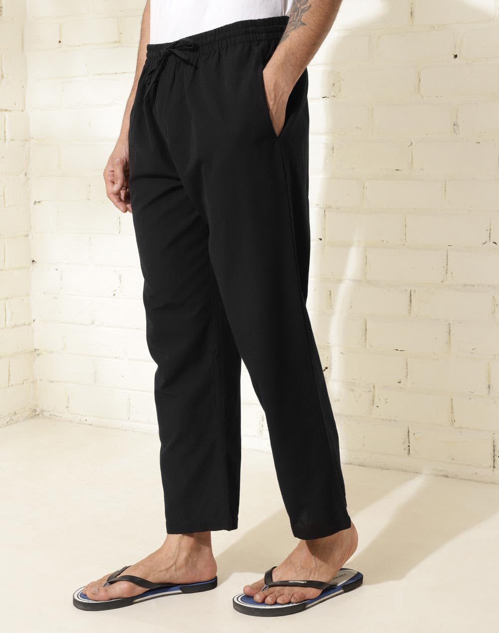 Fabindia Black Cotton Woven Pyjama