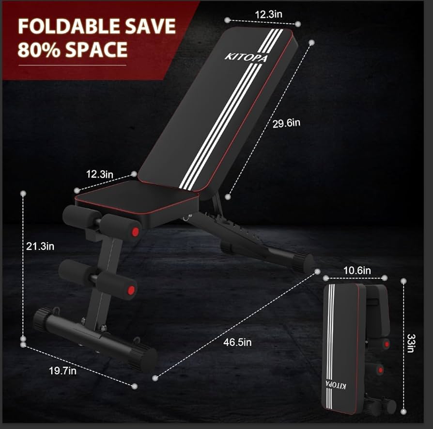 Bench Press Rack Adjustable Weight Bench Big Decline Flat Bench Foldable Multi Gear Adjustment Full Body Workout 660 Lbs 300 Kgs Capacity Abs Workout Equipment