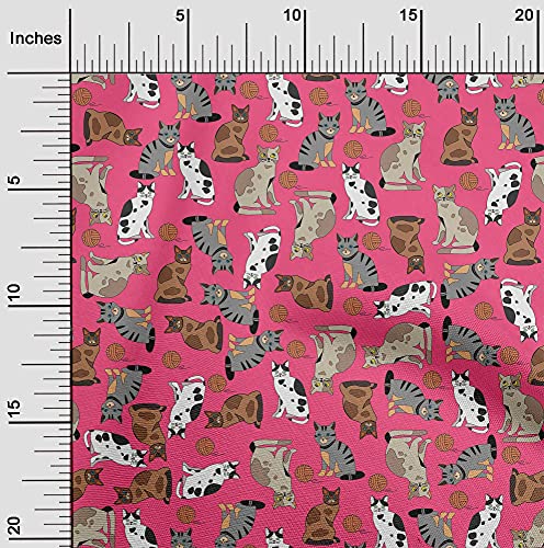 oneOone Velvet Magenta Fabric Cat DIY Clothing Quilting Fabric Print Fabric By Yard 58 Inch Wide-NDA