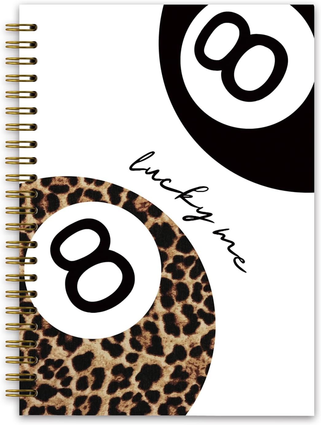 Cute Cheetah Print Y2K Lucky 8 Ball Spiral Notebook Journal, Vintage Cheetah Prints Spiral Notebooks, Notebooks for Office and School Supplies, Leopard Print Gifts for Women 5.5 x 8.3 Inches