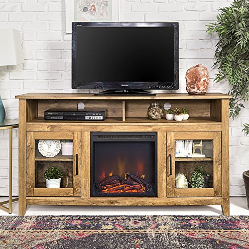 HOME ACCENT FURNISHINGS New 58 Inch Wide Highboy Fireplace Television Stand in Barnwood Finish
