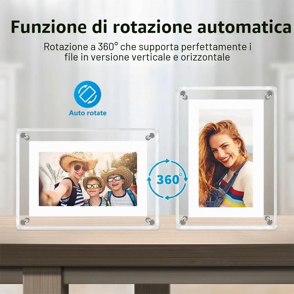 Cornice video digitale da 12,7 cm, acrilica 4 GB, batteria 1200 mAh, decorazione casa regali