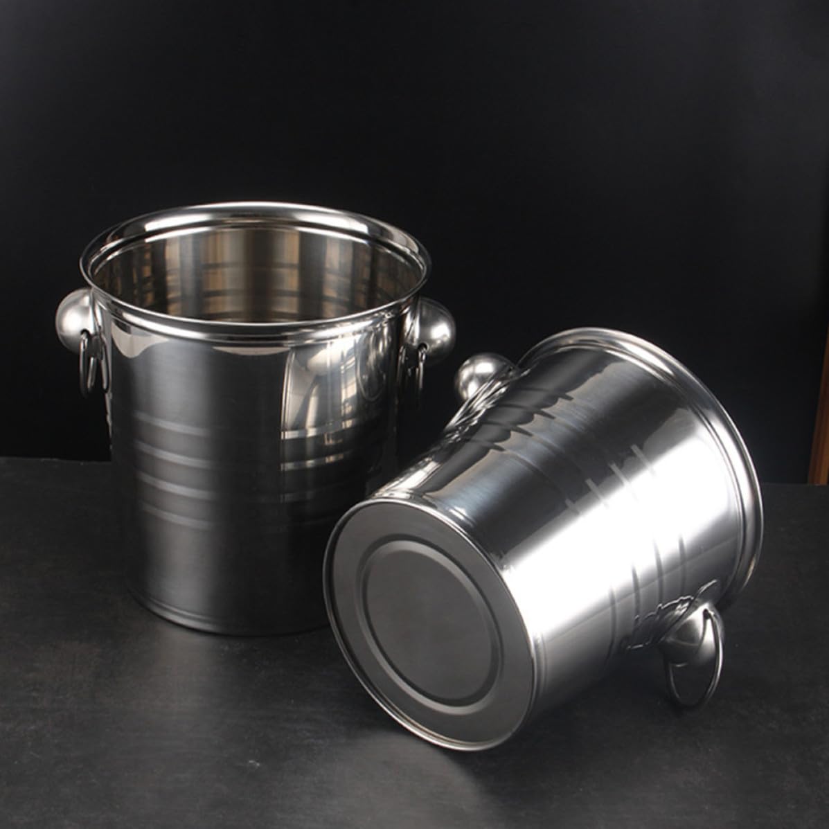 Yardwe Cubo de Hielo para Bebidas de Acero Inoxidable Asa, Plata
