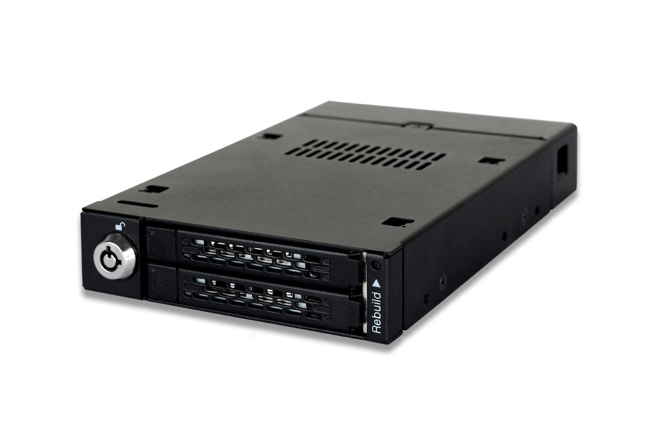 ICY DOCK ToughArmor MB992SKR-B Rack móvil, Robusto gabinete de Rack metálico para 2 x SSD o 2.5" SATA HDD en 1 bahía de 3.5 con Sistema Raid Integrado, Raid 0/1 / Big/JBOD
