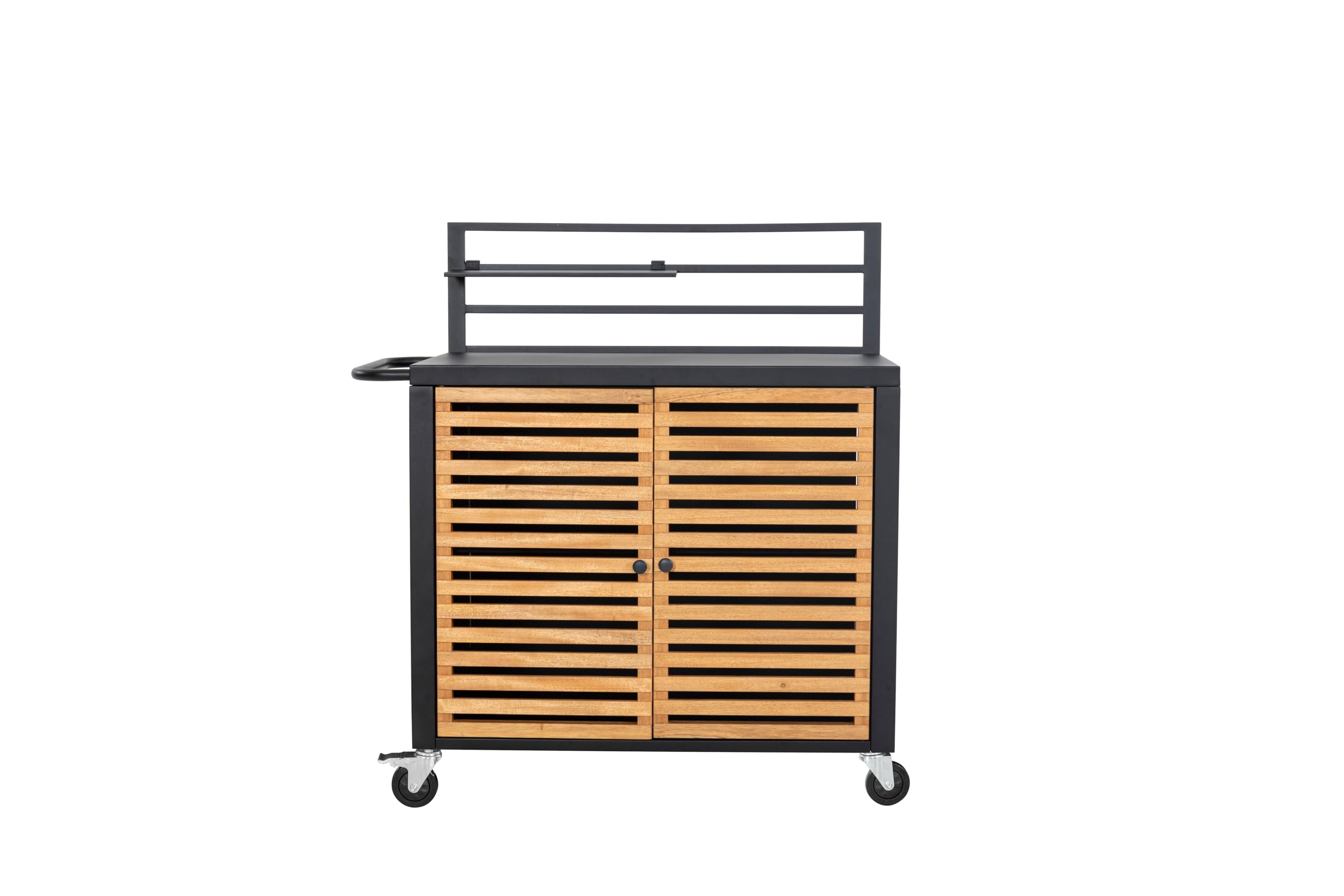 Tarrington House Carrito de Servicio Ateo, Aluminio/Acero/Madera de eucalipto, Negro