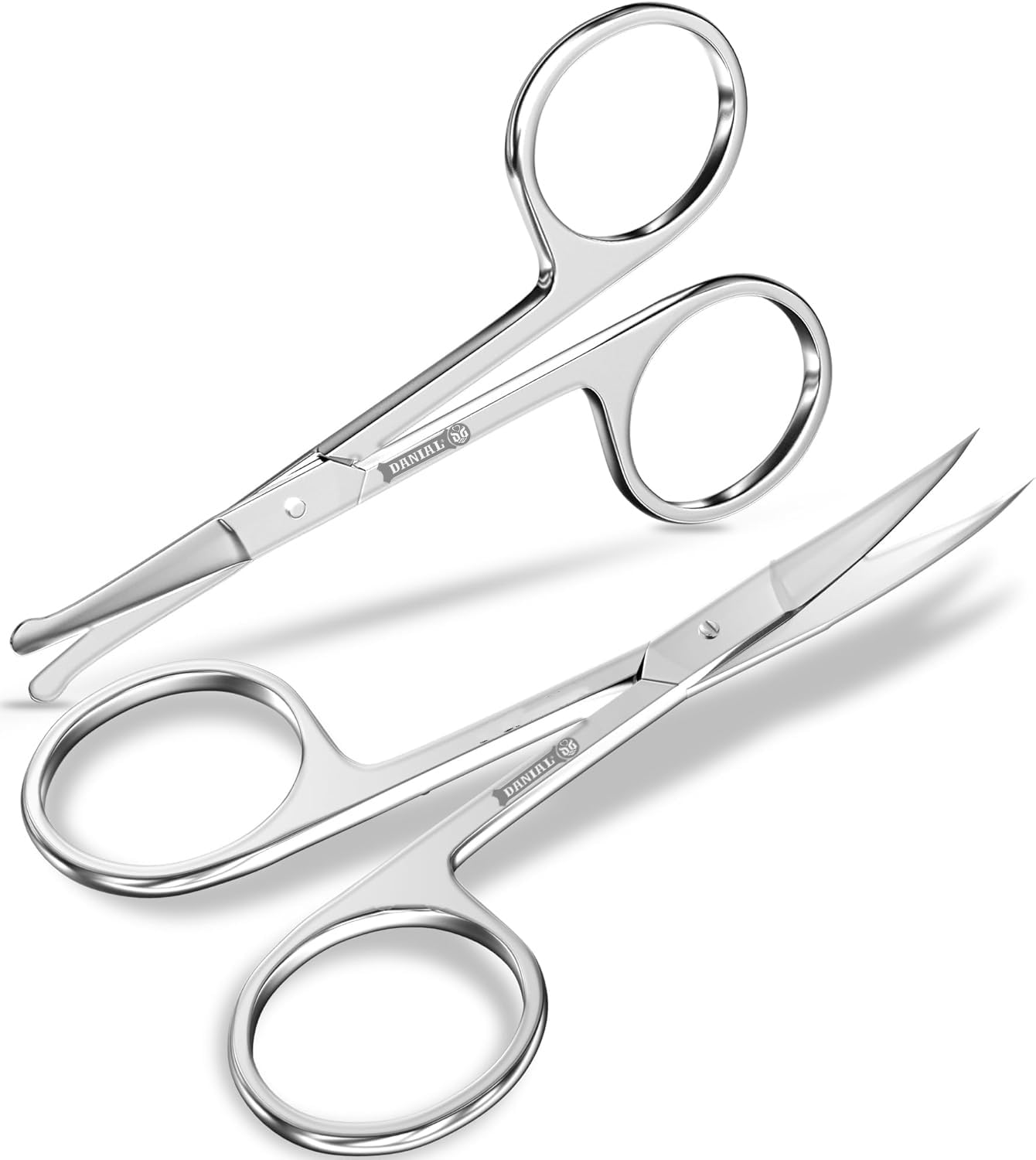 DANIAL Eyebrow Scissors, Small Scissors for Men and Women - Curved and Rounded Nose Hair Scissors for Grooming Mustache, Beard, Eyelashes, Ear Hair Trimming- Professional Stainless Steel - Silver-picture-14