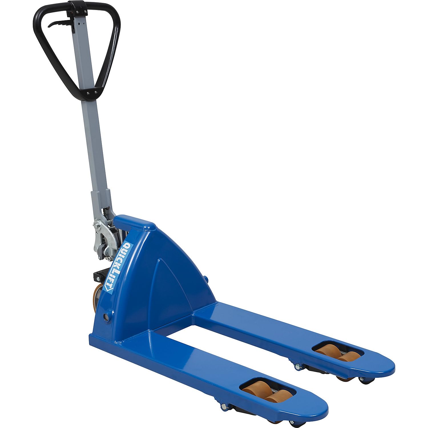 eurokraft pro | Paletthubwagen mit QuickLift | Polyurethan Rollenausstattung, Gabellänge 810 mm