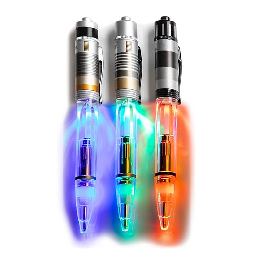 Bioworld Star Wars Light-Up Lightsaber Refillable Ink Pens 3 PC Set - Darth Vader, Skywalker, and Obi-Wan