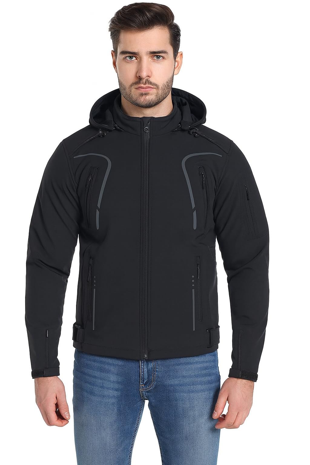 Motorrad Textiljacke Herren – Softshell Motorradjacke mit CE Protektoren, Winddicht & Wasserdicht, Atmungsaktiv Touring Bikerjacke