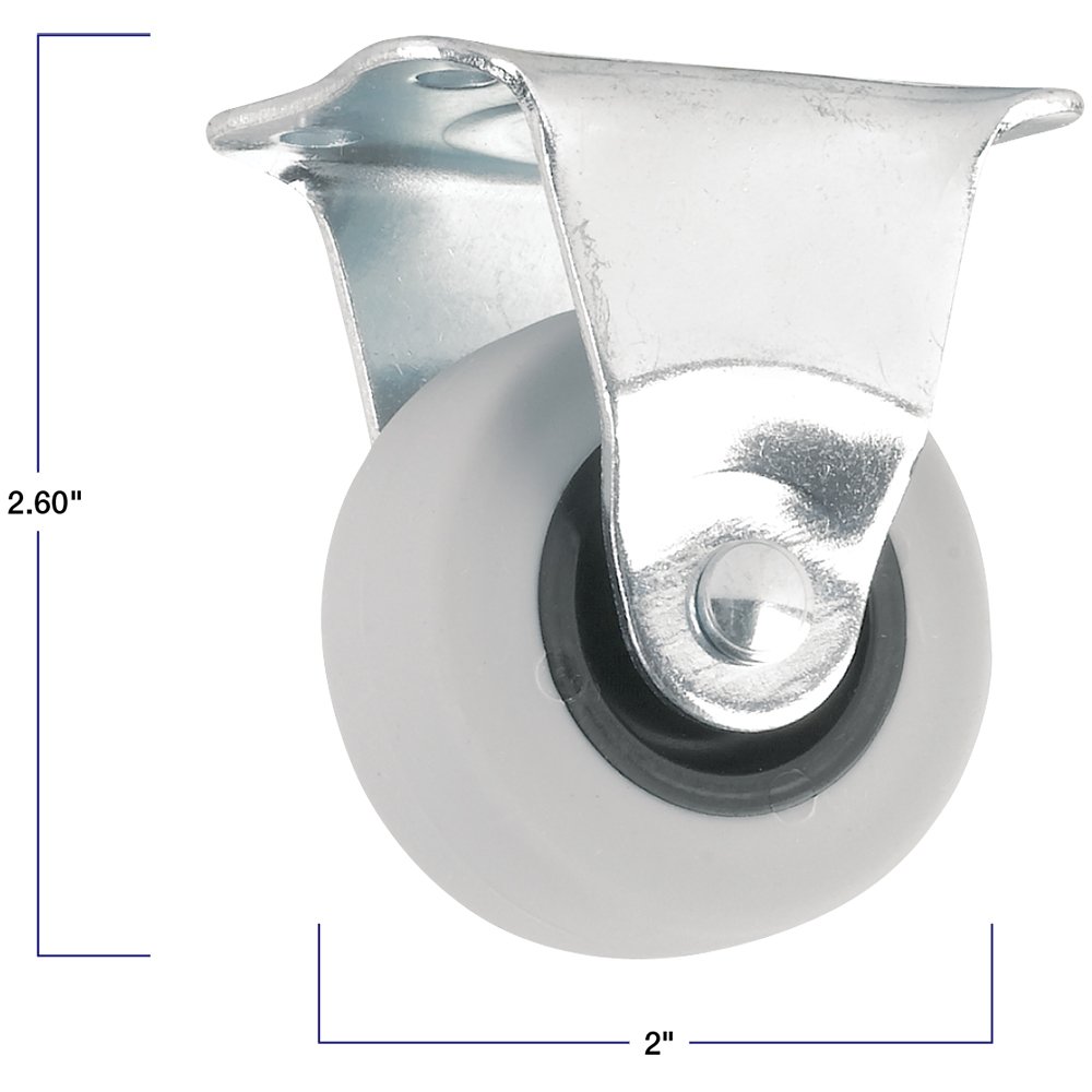 Titan 2" Thermoplastic Rubber (TPR) Rigid Plate Caster Wheel, 90-lb. Capacity, Gray, 2 inch - Image 3