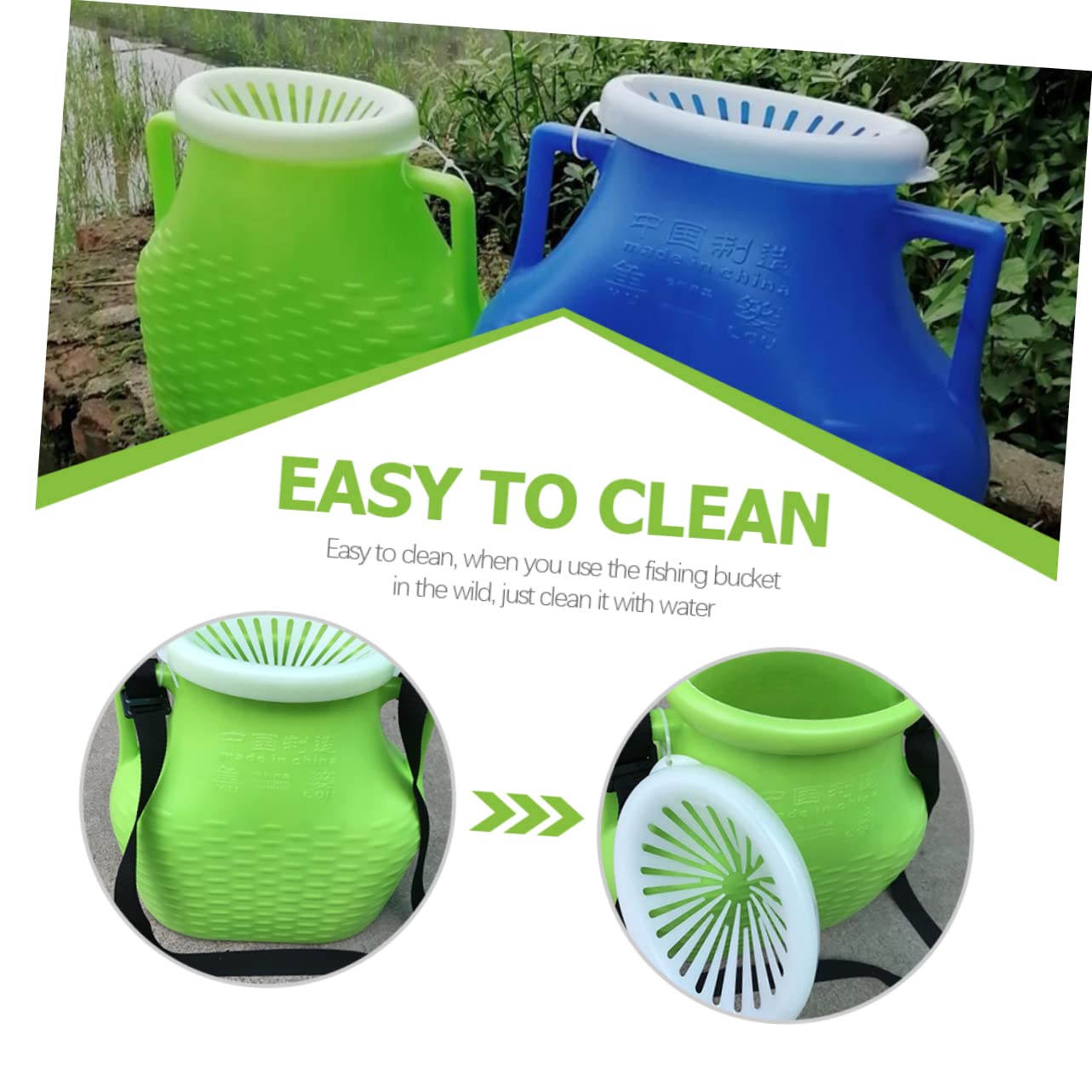 HEMOTON Professional Multi Function Fish Container Shrimp Basket for Fishing Outdoor Use Portable Fishing Bucket with Ergonomic Handle Reusable Live Bait Holder