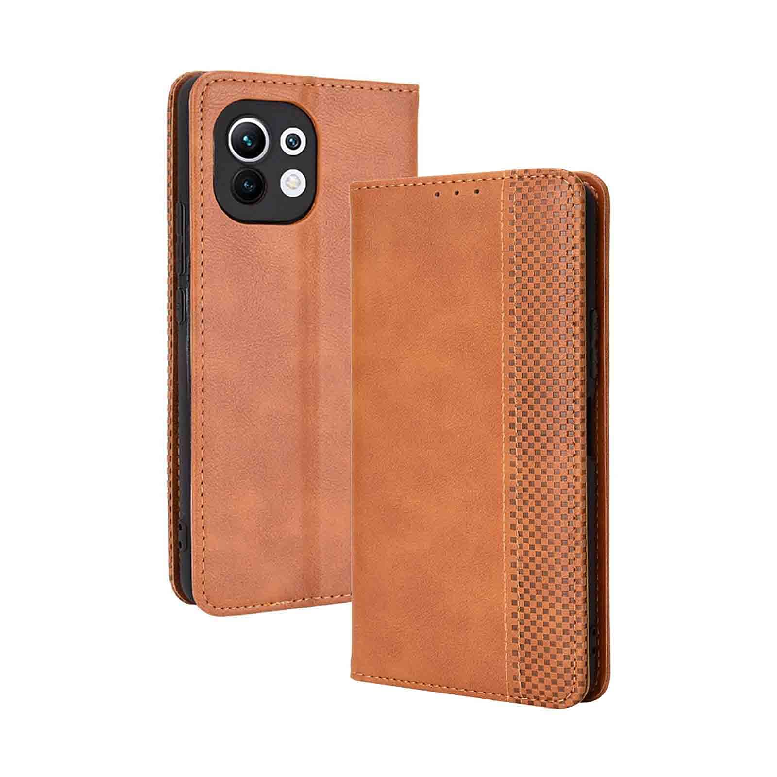 GOKEN Leder Folio Hülle Für Xiaomi Mi 11 Lite – Mit Kartenfächern & Ständerfunktion