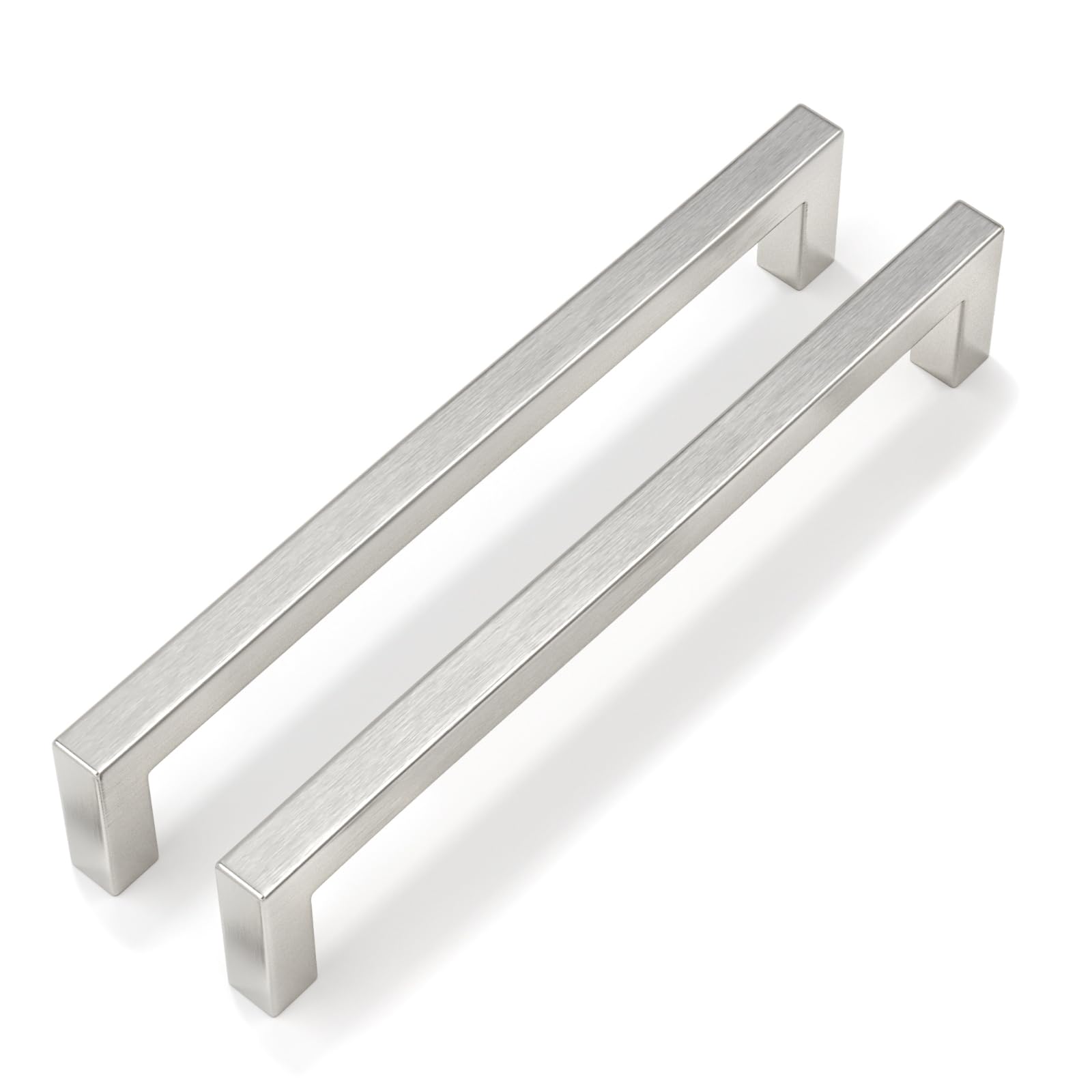 Photo 1 of Goldenwarm 10 Pack 7-1/2 Inch Brushed Nickel Cabinet Pulls Square Drawer Handles Silver Kitchen Hardware Cupboard Dresser