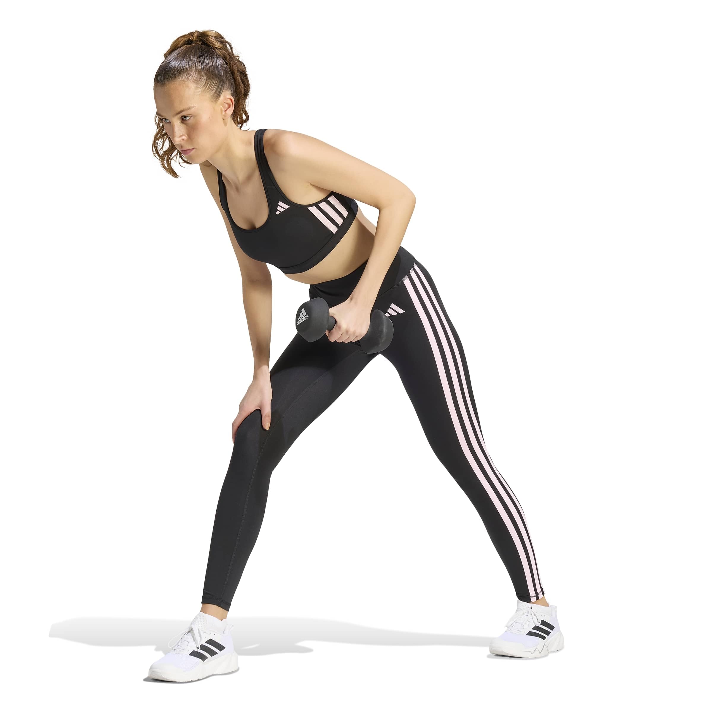 adidas Kobiety Optime Essentials 3 Stripes 7/8 Leggings Tights, black/clear pink, M