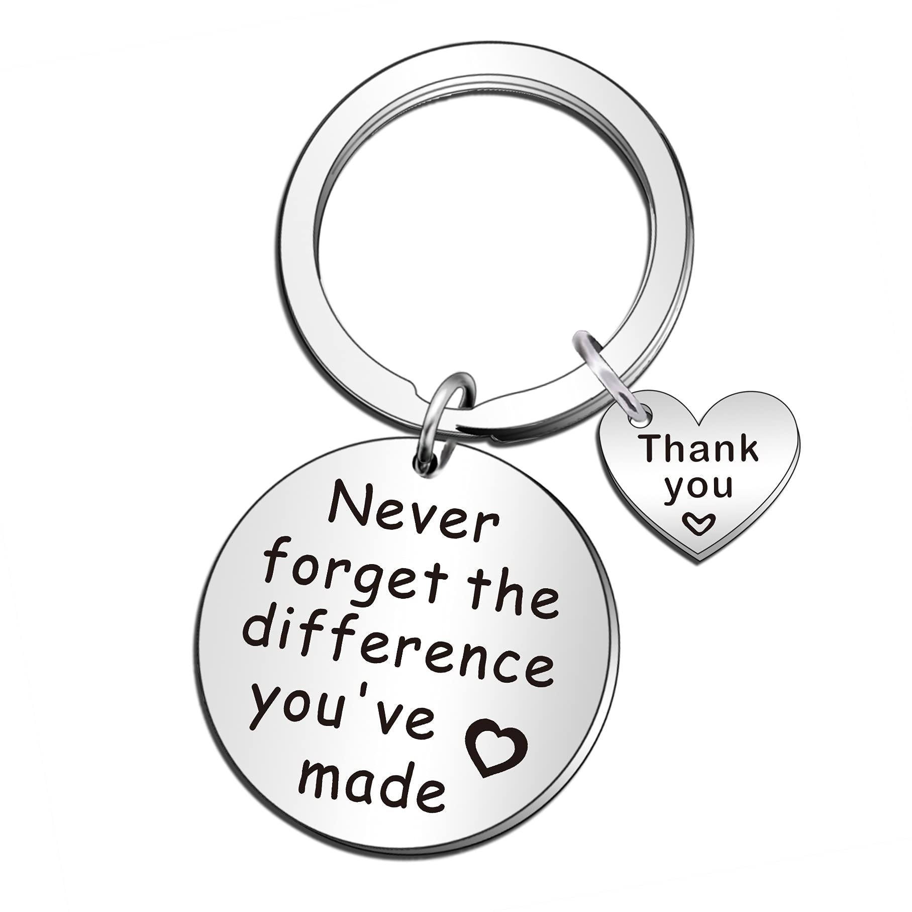 Qmvmv Silver Leaving Gifts Retirement Keyring Never Forget The Difference You've Made Appreciation Gifts For Colleague Teacher Coach Thank You Gift