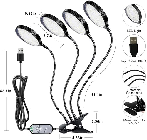 Miniatura 16 de Luz de crecimiento de 45 W, luz solar de espectro completo LED para plantas con temporizador de encendido/apagado automático 4/8/12 H, lámpara