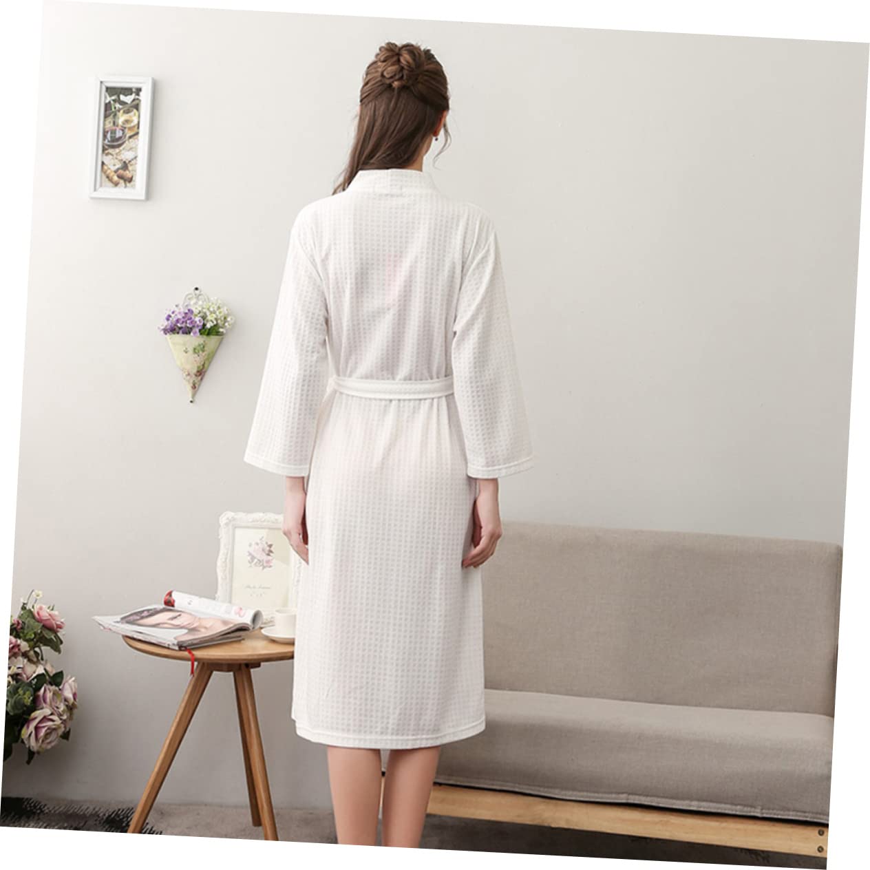 GALPADA Peignoir D'intérieur Femme Xxxl en Polyester Blanc, 1 Pièce