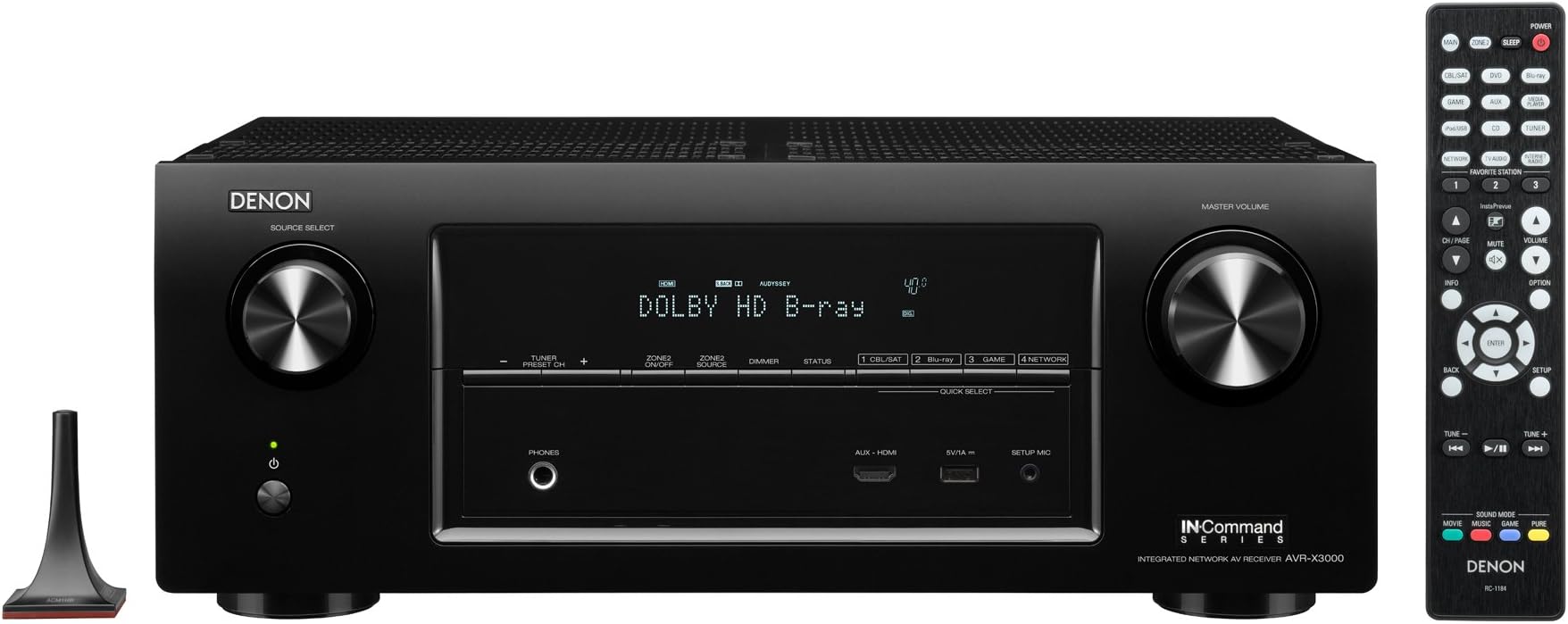 Denon AVR-X3000 IN-Command 7.2-Channel 4K Ultra HD Networking Home Theater Receiver with AirPlay and Streaming Capability (Discontinued by Manufacturer)