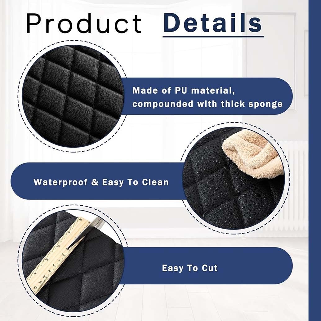 Tessuto in Ecopelle/Finta Pelle per Rivestimento e Arredamento– Pelle Sintetica Morbida per Arredo, Divani, Sedie, Casa, Accessori(Black,1.6X4m)