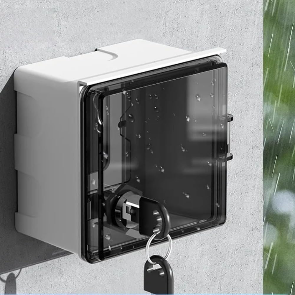 Weatherproof Outdoor Socket Box with Lock (Black transparent)