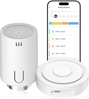 EMKE Smart Heizkörperthermostat Starter Kit, Intelligenter Heizungsthermostat mit App-Funktion, kompatibel mit Alexa & Google Assistant, Thermostat Heizung inklusive Tuya Zigbee Gateway, M30*1,5mm