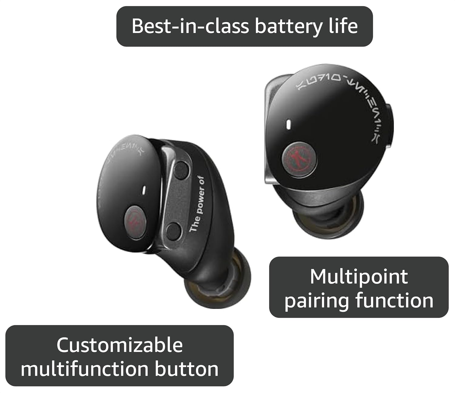 Audio-Technica ATH-CKS50TW2DV Limited-Edition Star Wars Darth Vader Wireless Earbuds | Limited-Edition Darth Vader Design, Anc, 9mm Drivers, Bluetooth 5.3, IP55, Up to 65h Battery with Case image 3