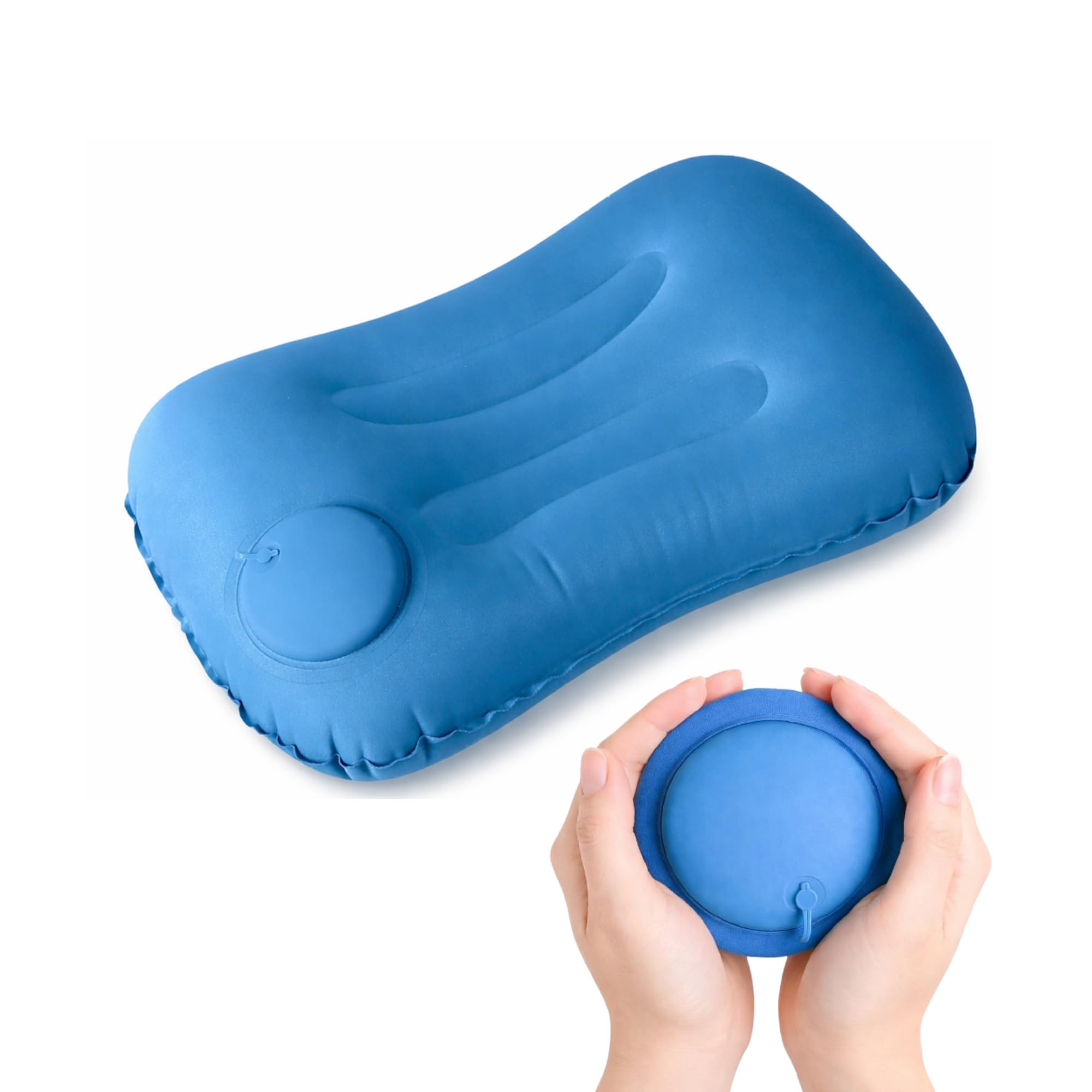 Inflatable Camping Pillow for Travel & Hiking | Ultralight Air Pillow with Ergonomic Neck & Lumbar Support | Compact Backpacking Pillow for Outdoor Camping Use | Sky Blue-image-31
