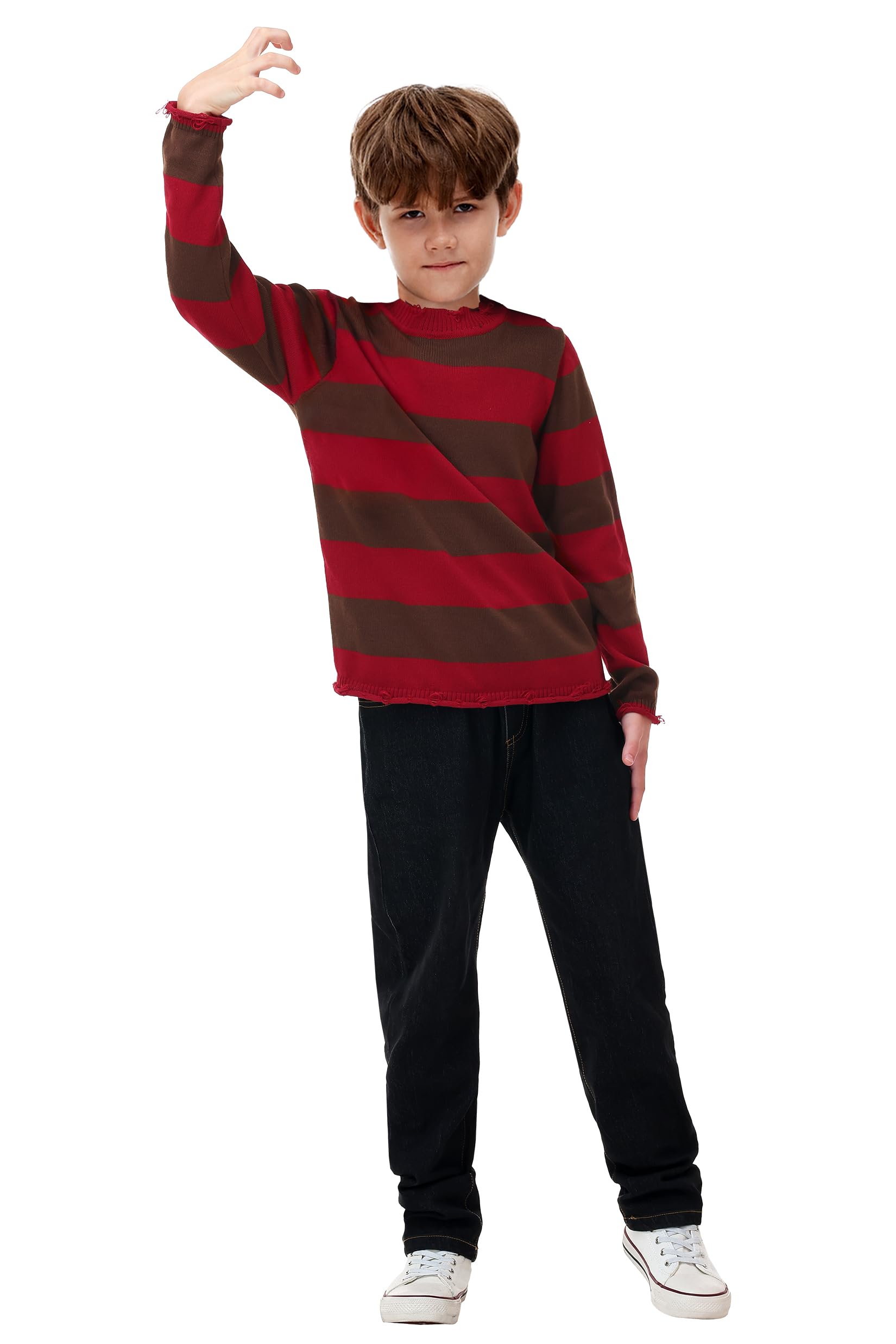 Karneval Kinder Pullover Rot Gestreifte Strickpullover Mädchen Jungen Sweatshirt 116-164