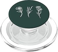 Vista 8 de PopSockets intercambiables con diseño floral verde bosque minimalista