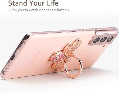 Miniatura 3 de Soporte de anillo para teléfono celular, soporte de dedo Allengel compatible con iPhone y otros teléfonos Android (rosa dorado rosado)