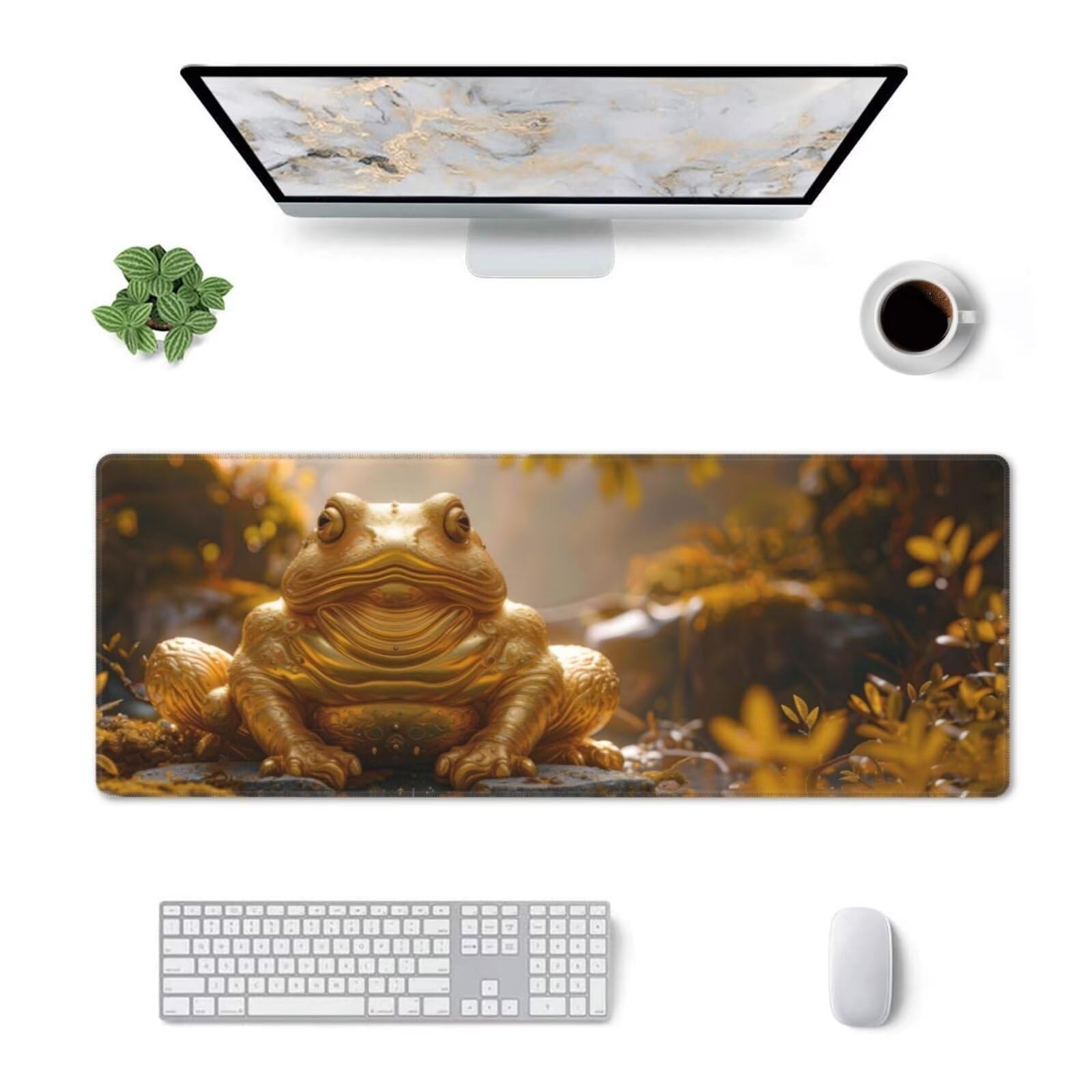 Tappetino Mouse, Tappetino Mouse Gaming Grande XXL 1500x800x3mm Tappetino Scrivania Mouse Pad, Base in Gomma Antiscivolo, Bordi Cuciti,Lavabile, Mousepad per Ufficio e Gaming (Rana Zhaocai) R-750