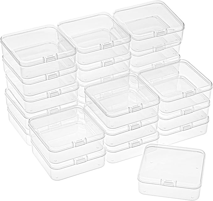 Kingrol 24 Pack Mini Clear Plastic Storage Containers with