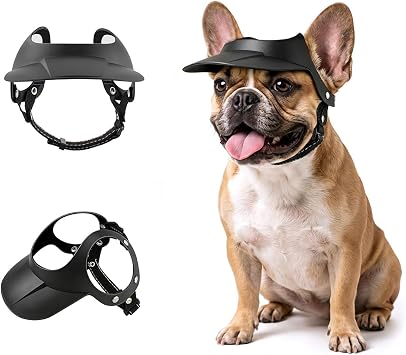 Dog Sun Hat, Soft Pet Baseball Cap with Ear Holes & Adjustable Straps, Breathable Sun Protection Pet Visor Hat for Small to Medium Dogs, Outdoor Dog Hat for Beach Walking Travel, Black