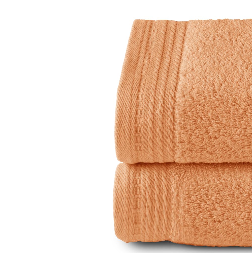 RIZO Top Towel - Set of 2 Hand Towels - Bath Towels - 100% Combed Cotton - 600 g/m2 - Measure 100 x 50 cm - Papaya - Image 2